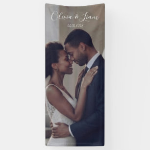 Linen Photo Wedding Banner Fabric Welcome Sign
