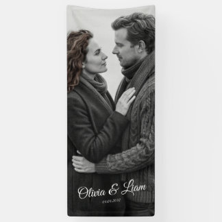 Linen Photo Wedding Banner Fabric Welcome Sign