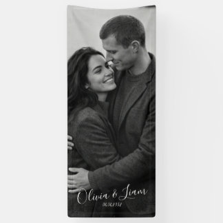 Linen Photo Wedding Banner Fabric Welcome Sign