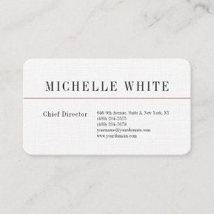 Linen Plain Elegant White Professional Modern Business Card