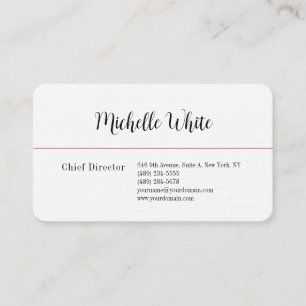 Linen Plain Elegant White Professional Modern Business Card