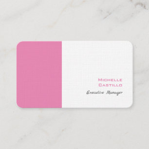 Linen Plain Feminine Minimalist Pink White Business Card