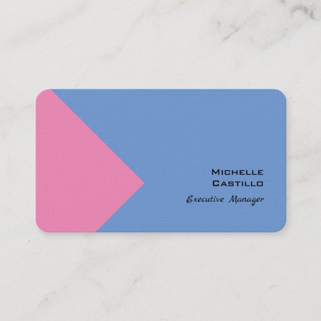 Linen Plain Minimalist Pink Blue Business Card (Front)