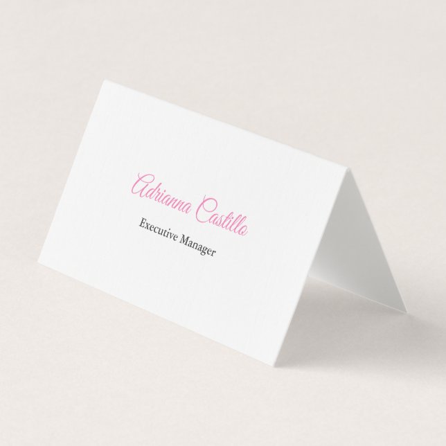 Linen Plain Simple Black White Minimal Handwritten Business Card (Front)