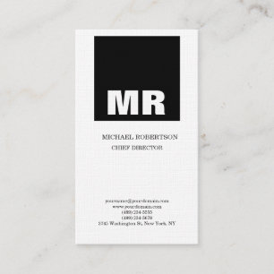 Linen Professional Monogram Black & White Plain Business Card
