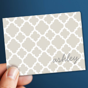 Linen Quatrefoil Pattern with Personalized Name Post-it Notes