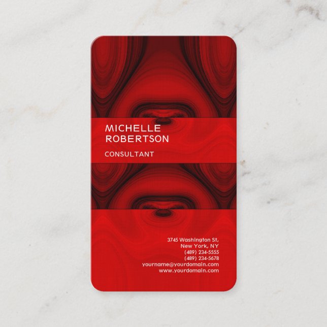 Linen Red Abstract Minimalist Modern Business Card (Front)