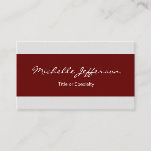 Linen Red Grey Lined Trendy Professional Modern Business Card