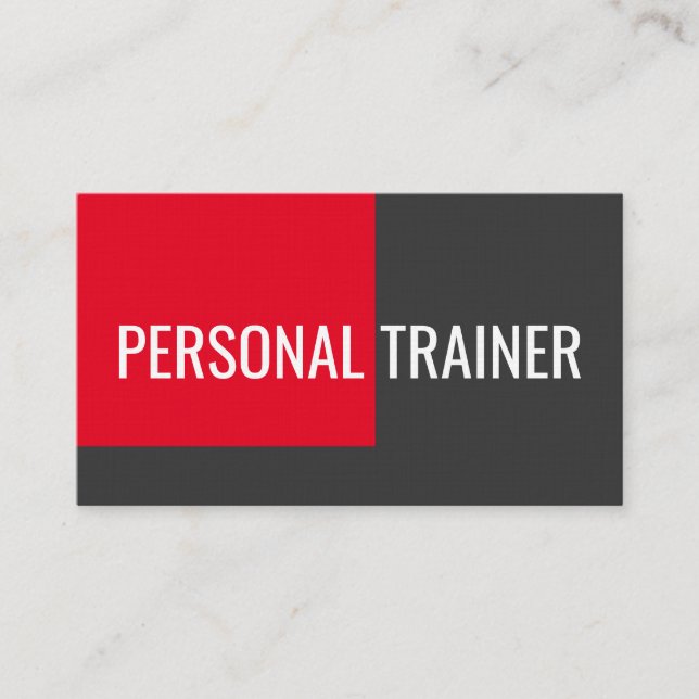 Linen Red Grey Personal Trainer Fitness Minimalist Business Card (Front)