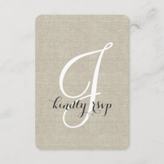Linen Rustic Wedding RSVP Card