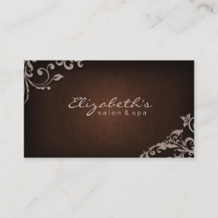 Linen Salon Spa Floral Flowers Brown Beige Business Card