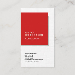 Linen Simple Plain Red & White Modern Minimalist Business Card