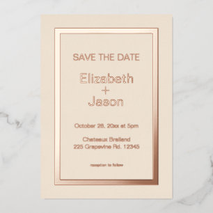 Linen simple wedding save the date rose gold 