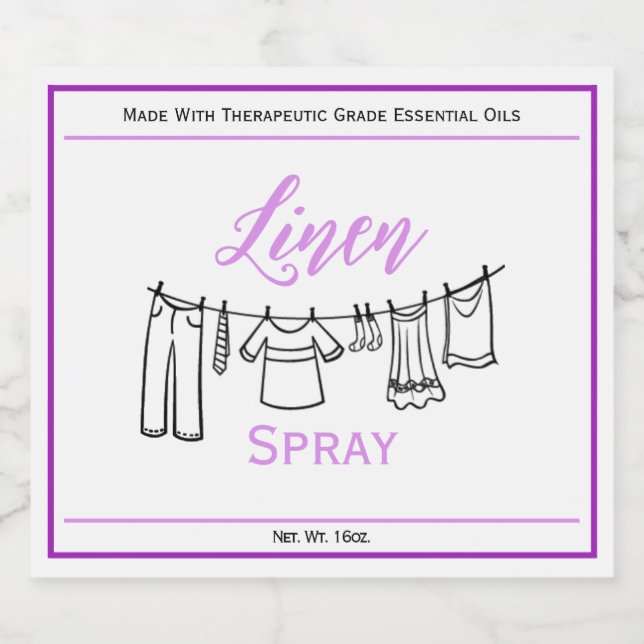 Linen Spray Custom Bottle Label (8.25" x 1.75") (Single Label)