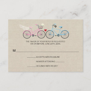 Linen Style Bicycle Pink Wedding Reply RSVP