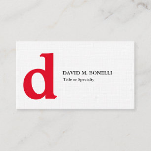 Linen trendy modern red monogram business card