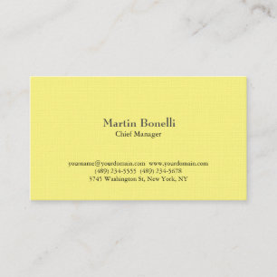 Linen Unique Classical Simple Light Yellow Business Card