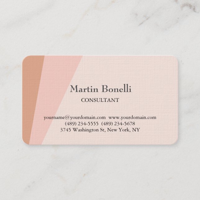 Linen Unique Classical Simple Minimalist Plain Business Card (Front)