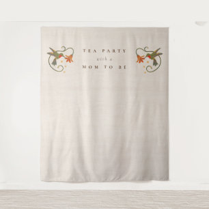 Linen Vintage Faecore Floral Tea Baby Shower Tapestry