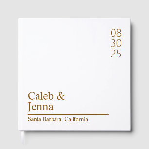 Linen Wedding Guest Book, Personalized Minimalist Book