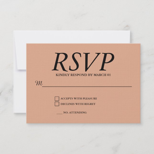Linen Wedding RSVP Response Reply Modern (Front)
