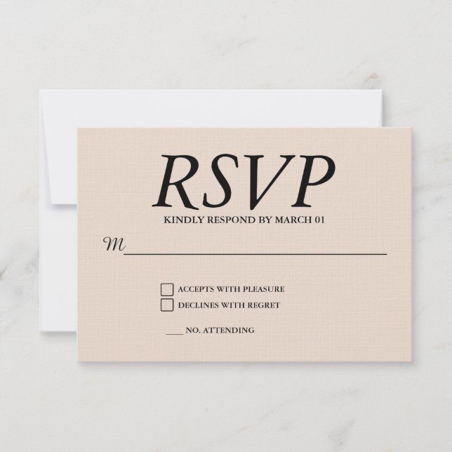 Linen Wedding RSVP Response Reply Modern (Front)