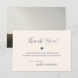 Linen White And Blue Thank You Card Customizable