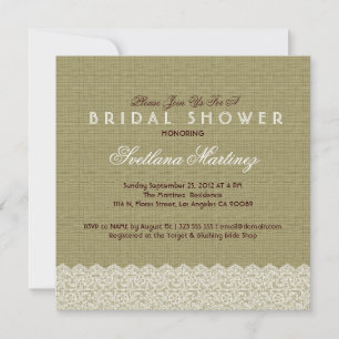 Linen & White Lace Bridal Shower Invite