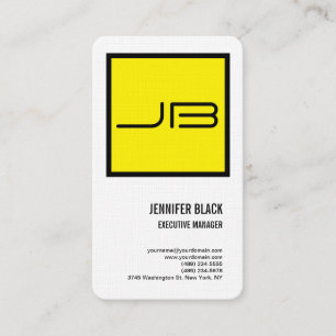 Linen Yellow White Bold Monogram Minimalist Modern Business Card