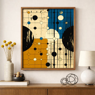 Lines and Circles Over Warm and Cool Tones Poster