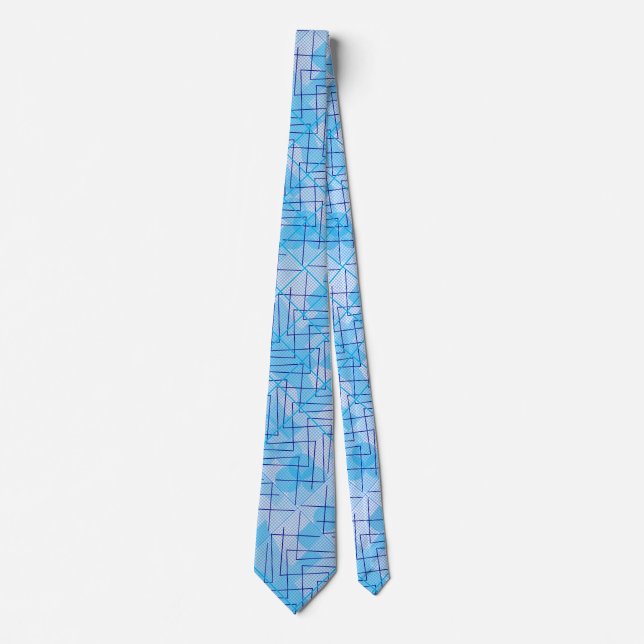 Lines and patches pattern in Blue Off white BG Tie (Front)