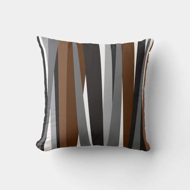 Lines | Brown Black Pattern Design Throw Pillow (Front)