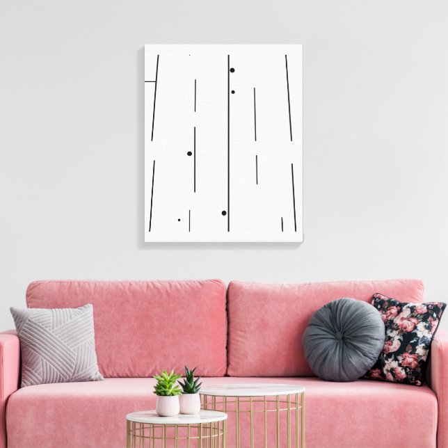 Lines & Dots – Monochrome Minimalist Canvas Print (Insitu(LivingRoom))