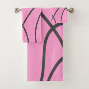 Lines: Grey on Soft pink  Bath Towel Set