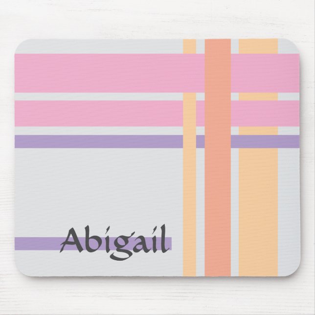 Lines in Pink and Lines in Orange Mouse Pad (Front)