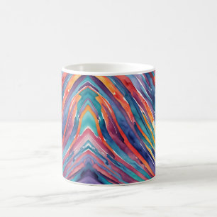 Lines in Purple, Orange, Blue, Pink Watercolor Art Coffee Mug