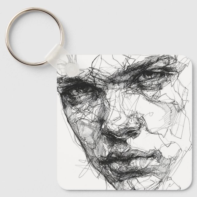 Lines of a Fractured Gaze Keychain (Front)