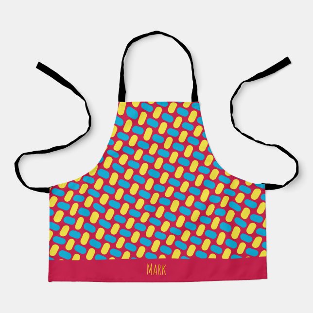 Lines Pink Blue Minimal Pattern Apron (Front)