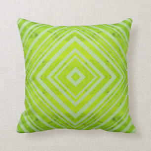 LINES RECTANGULAR SHAPES PATTERN IN LIME GREEN THROW PILLOW
