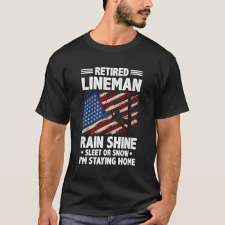 Lineworker Line Retiret Us Flag T-Shirt