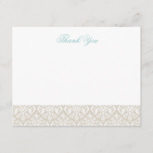 Linge Beige Elegant Damask Merci Cartes de notes