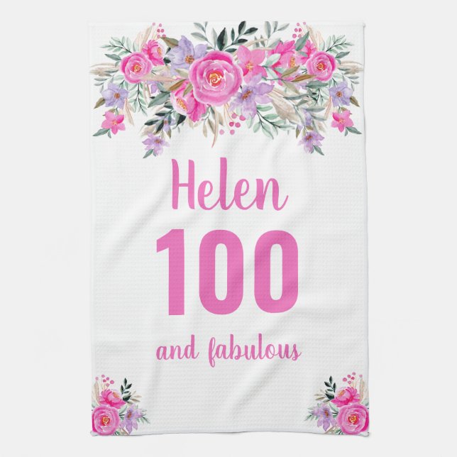 Linge De Cuisine 100e anniversaire rose floral unique (Vertical)