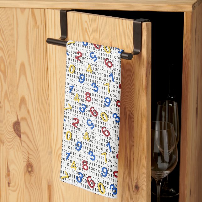 Linge De Cuisine 123 Numéros Rouge Jaune Bleu Bleu Blancs Binary (Pliage en tiers)