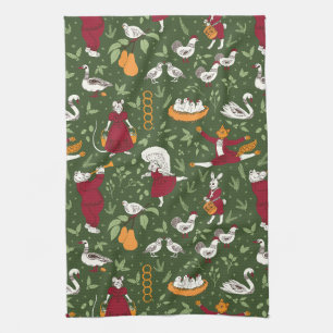 Linge De Cuisine 12 Jours de Noël Folk Art Animal