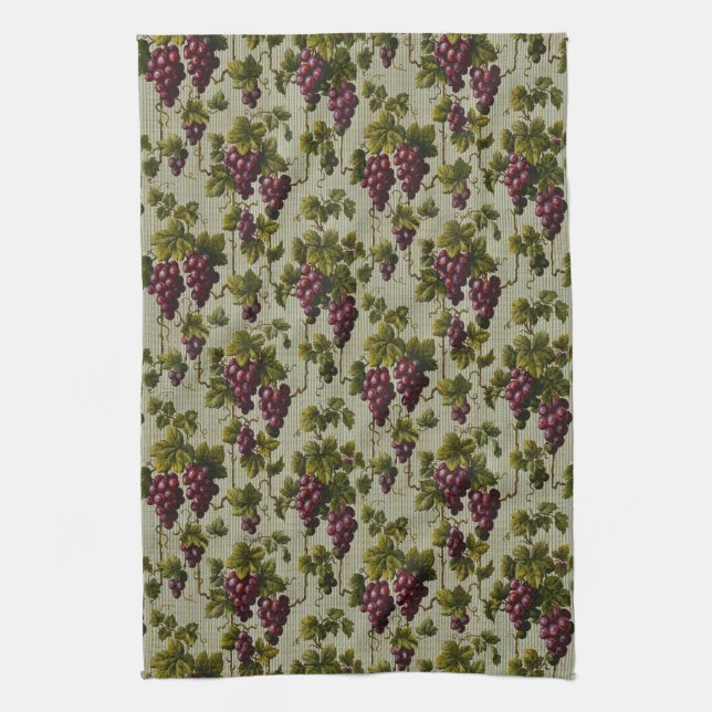 Linge De Cuisine 1900 Raisins Vintages Fruits Botanique (Vertical)