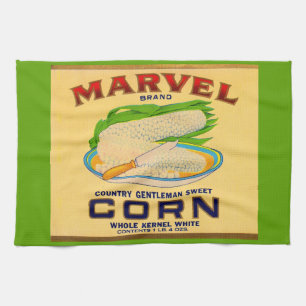 Linge De Cuisine 1930 Marvel étiquette de maïs en conserve