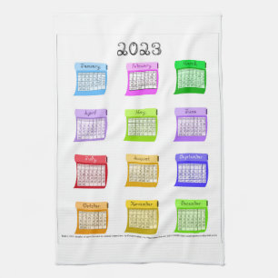 Linge De Cuisine 2023 Calendrier Tissu Font Mois boulons de tissu