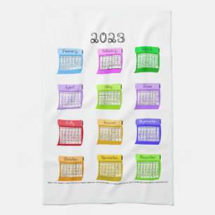 Linge De Cuisine 2023 Calendrier Tissu Mois de la police boulons de