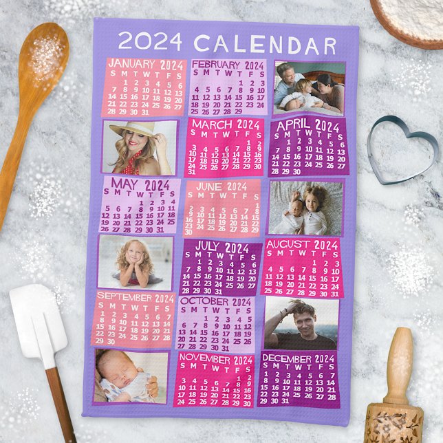 Linge De Cuisine 2024 Année Calendrier mensuel Mod photo Collage (Créateur téléchargé)