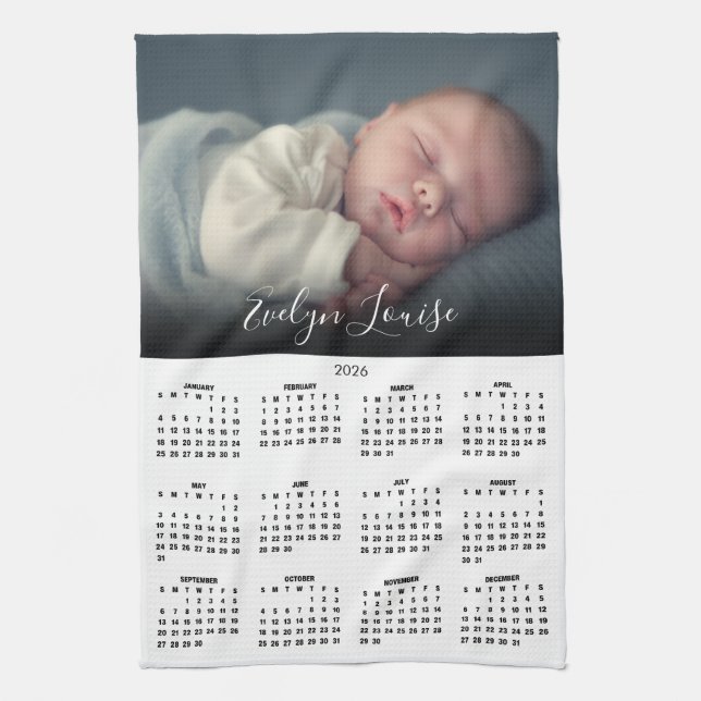 Linge De Cuisine 2026 Calendar Elegant Script Name Photo  (Vertical)